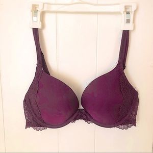 Victoria’s Secret dream angels push-up Bra size 34B underwire kir auburgine red